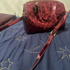 Michael Kors Red Patent Leather Embossed Satchel Crossbody